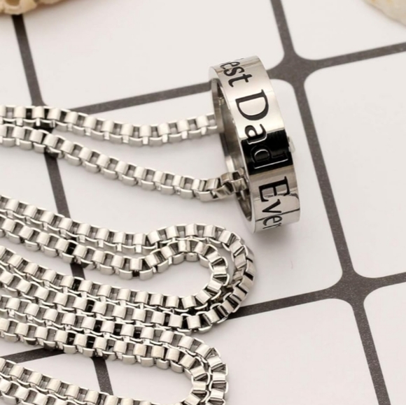 💙4/$20 NEW Stainless Steel Necklase w/Ring - Picture 4 of 5